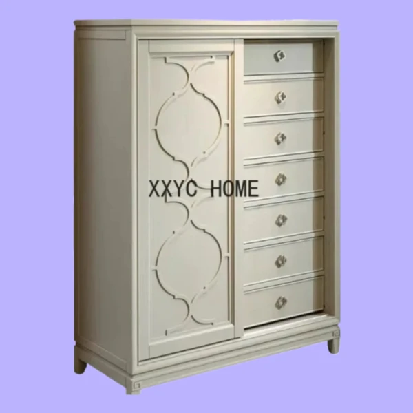 

American light luxury solid wood chest modern simple living room locker