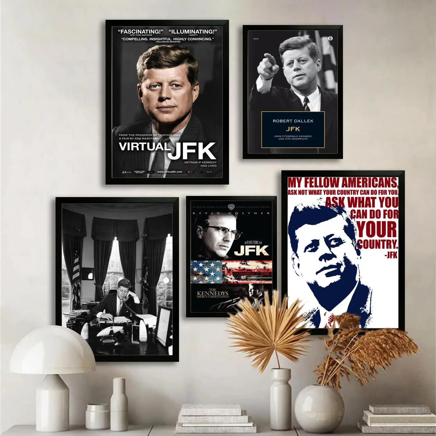 ملصق فني من القماش للرئيس jfk وطباعة صورة فنية جدارية، ملصقات ديكور غرفة نوم عائلية حديثة، لوحة زخرفية