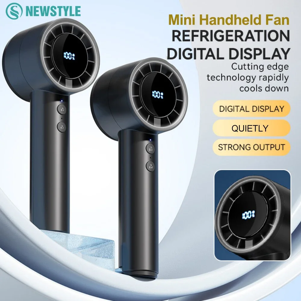 

Новый светодиодный цифровой дисплей, ручной мини-вентилятор, 5-скоростной регулируемый вентилятор скорости ветра, 2000 мАч, перезаряжаемая батарея, бесшумный турбонастольный вентилятор