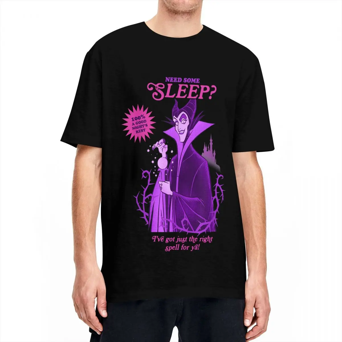 Villains For Hire Maleficent Need Some Sleep T-Shirts Men Women Cotton Tee Shirt Short Sleeve T Shirt Plus Size Clothing