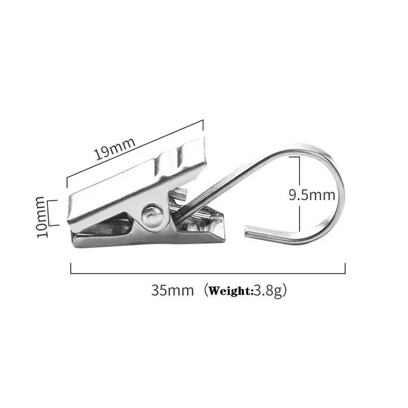 Stainless Steel Curtain Hooks with Clips, 20pcs Sturdy Window Curtain Clips for Home Decor, Durable Metal Hook Accessories