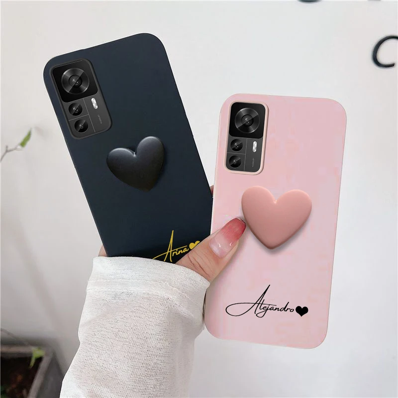 Personalized Custom Name Case For Xiaomi 12T 11T Mi 11T 10T Pro Lite 3D Love heart Cover For Xiaomi 12 11 Lite 5G NE Poco X3 Pro