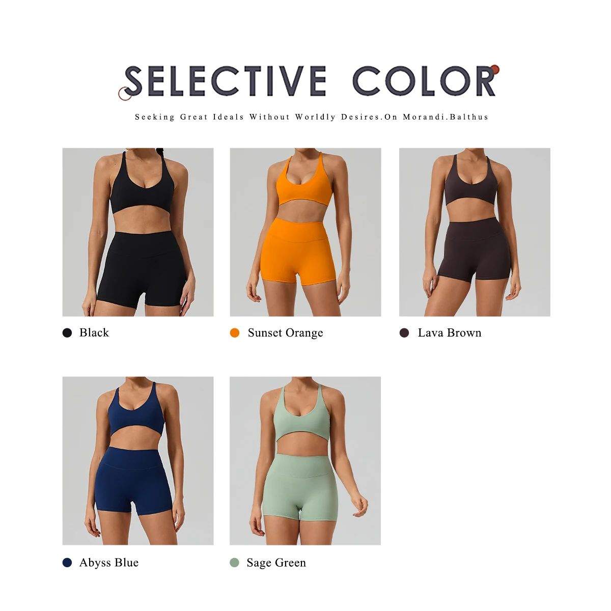 Hearuisavy Fitness-Set 2-teilig Damen Sport-BH mit Überkreuz-Rücken Yoga-BH Atmungsaktiv Schnelltrocknend Hochgeschnittene Enge Workout-Shorts – Detail 5