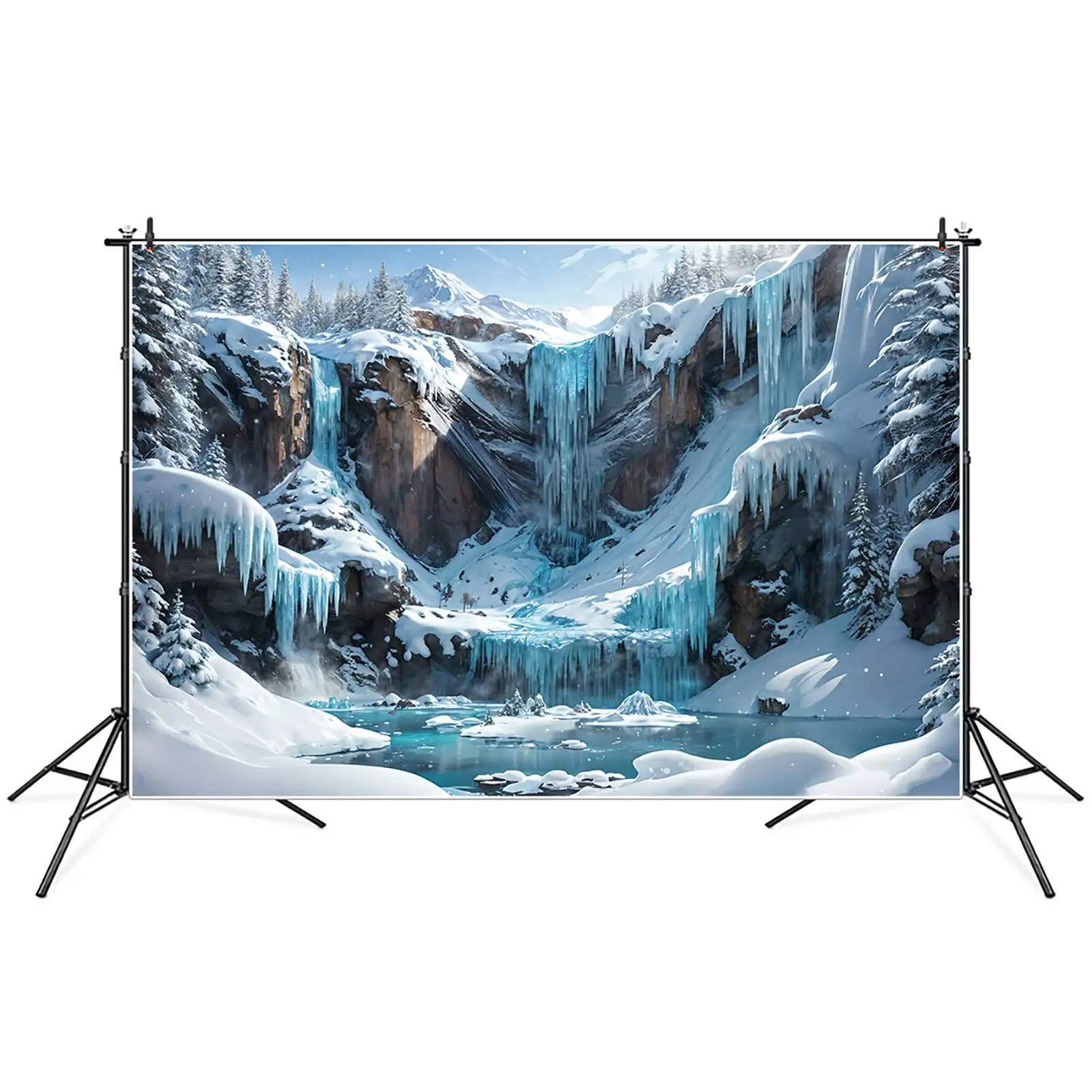 Bluey wodospad jezioro tła fotograficzne śnieżne góry spersonalizowane rekwizyty studyjne tła fotograficzne dla dzieci