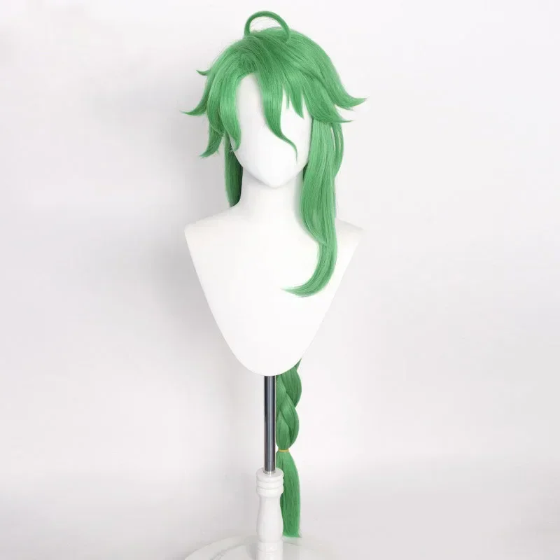 جينشين إمباكت بايزو شعر مستعار تأثيري باي تشو الأخضر طويل جديلة مقاومة للحرارة الاصطناعية الشعر أنيمي الباروكات + غطاء شعر مستعار + نظارات #2