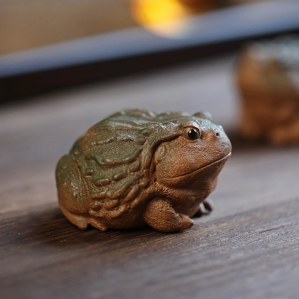 1pc, Yixing purple clay tea pet, Golden toad wealth tea play, Simulated toad tea tray decoration, Kung Fu tea set accessories