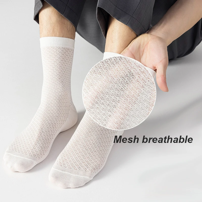 12 Pasang Kaus Kaki Serat Bambu Kaus Kaki Pria Kasual Bisnis Jaring Bernapas Anti-bakteri Nyaman Kaus Kaki Kualitas Tinggi Ukuran Pria EU38-45