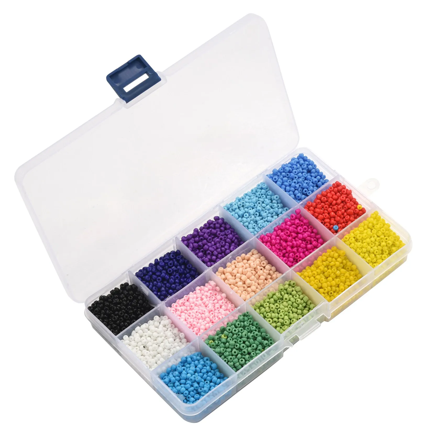 9000Pcs Glass Seed Beads 15 Multicolor Assortment Craft Seed Beads Pastel Pony Beads Assorted Kit with Organizer for Jewelry Mak