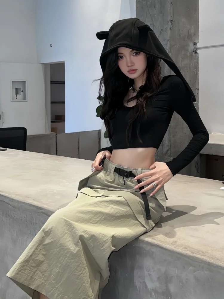 Outdoor Lightweight Faionable Workwear Skirt for Women Detachable Trendy Commute Casual Loose Fit Thin Material Spring Season