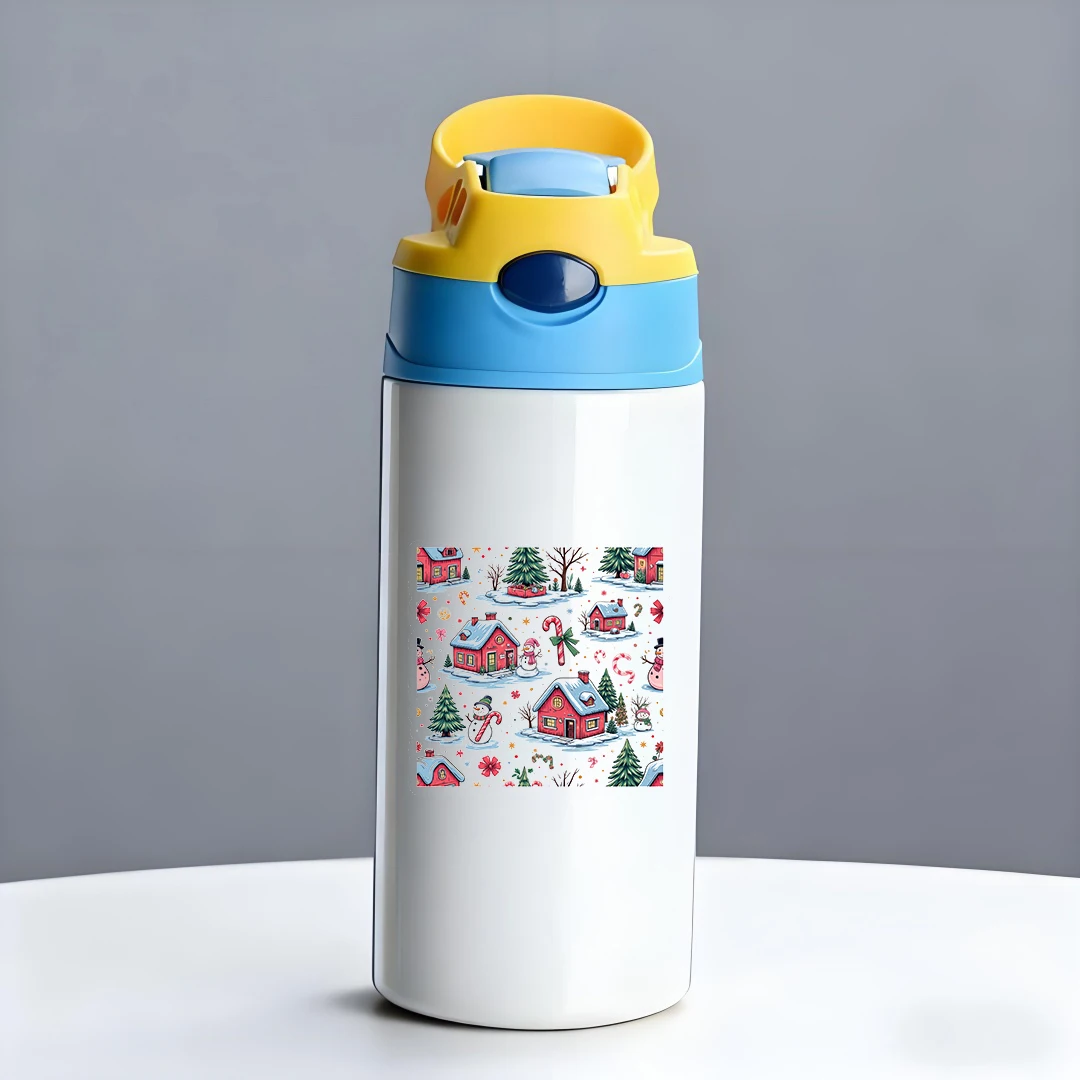 Tazza termica in acciaio inossidabile 304 cartone animato tema natalizio tazza di paglia per bambini perfetto regalo di Natale caldo musthave per le vacanze