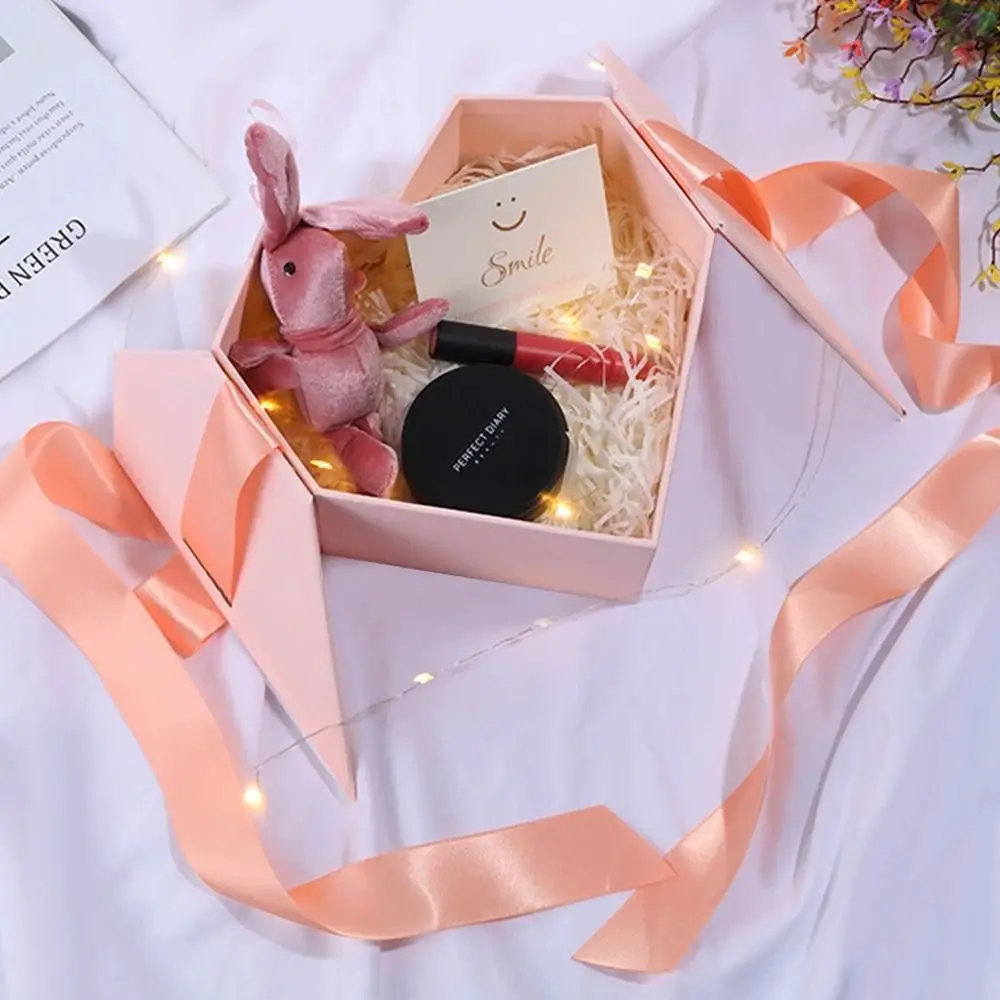 Heart Shaped Gifts Box Gifts Double Door Florist Box Gift Case Valentines Day Bows Packaging Box Wedding Anniversary image 5