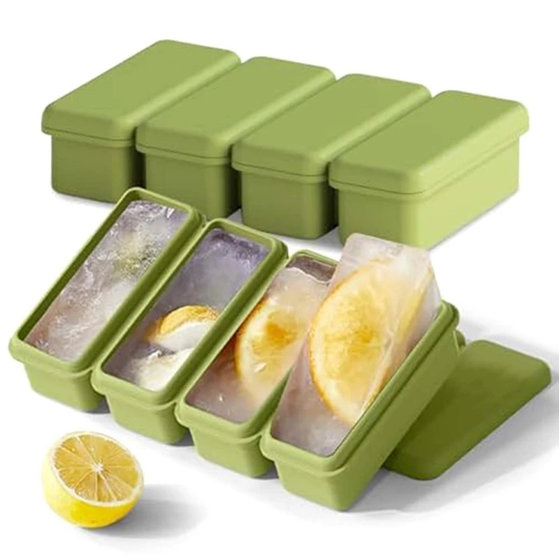 Gran oferta de moldes de bloques de hielo para exteriores para whisky, moldes de silicona reforzados reutilizables, molde de hielo de inmersión en frío, caja para hacer hielo