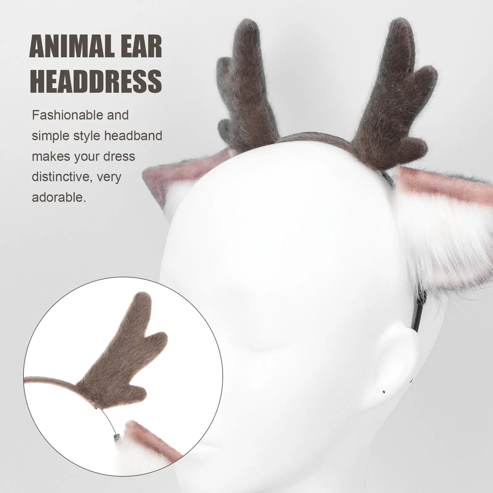 

1 шт. повязка на голову с оленьими ушками, милая повязка для волос с ушками животных, аксессуар для вечеринок и косплея, мягкий декор для волос, повязка-украшение для головы