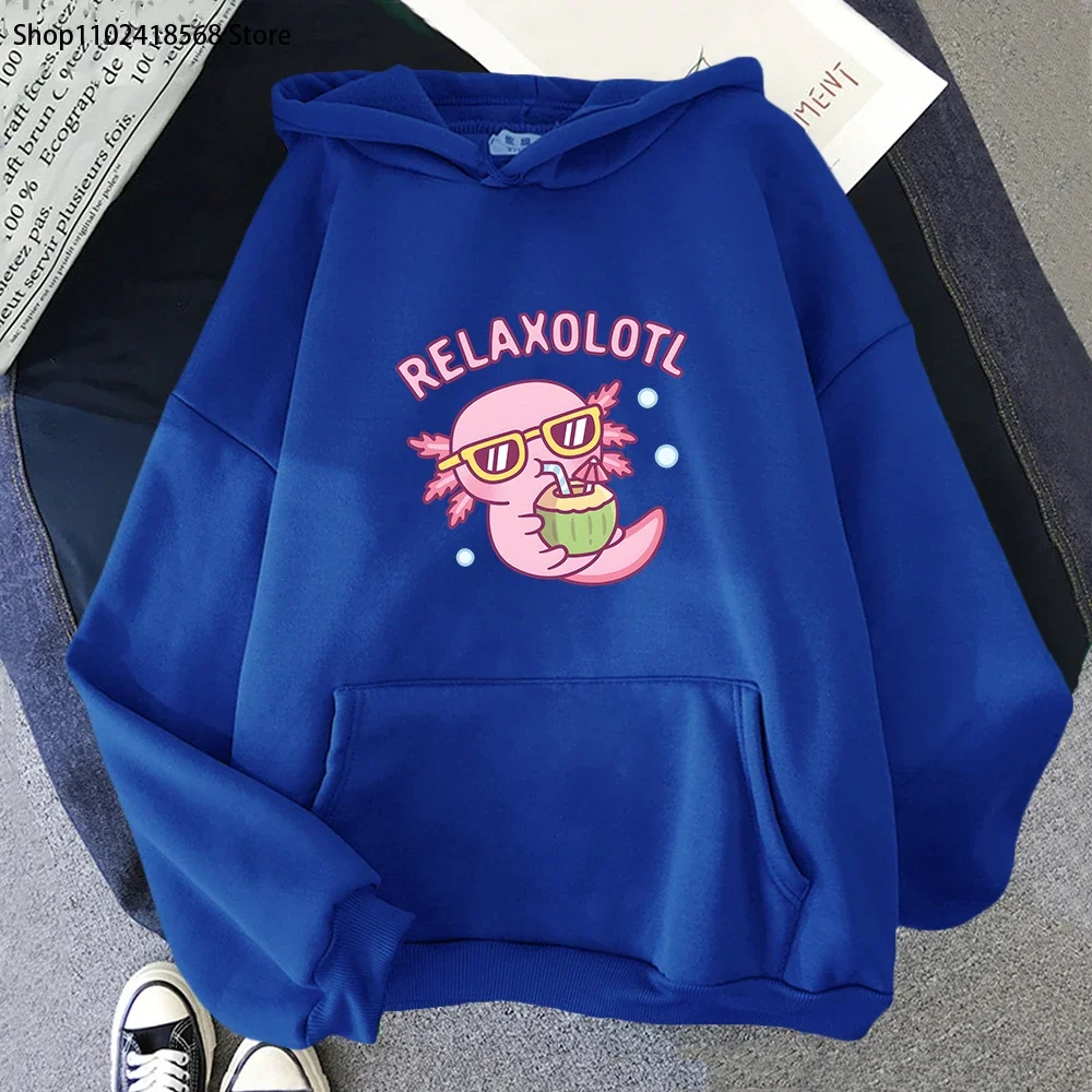 Sudadera con capucha para hombre y mujer, ropa con estampado de Axolotl Relaxolotl, estilo Kawaii, Y2k