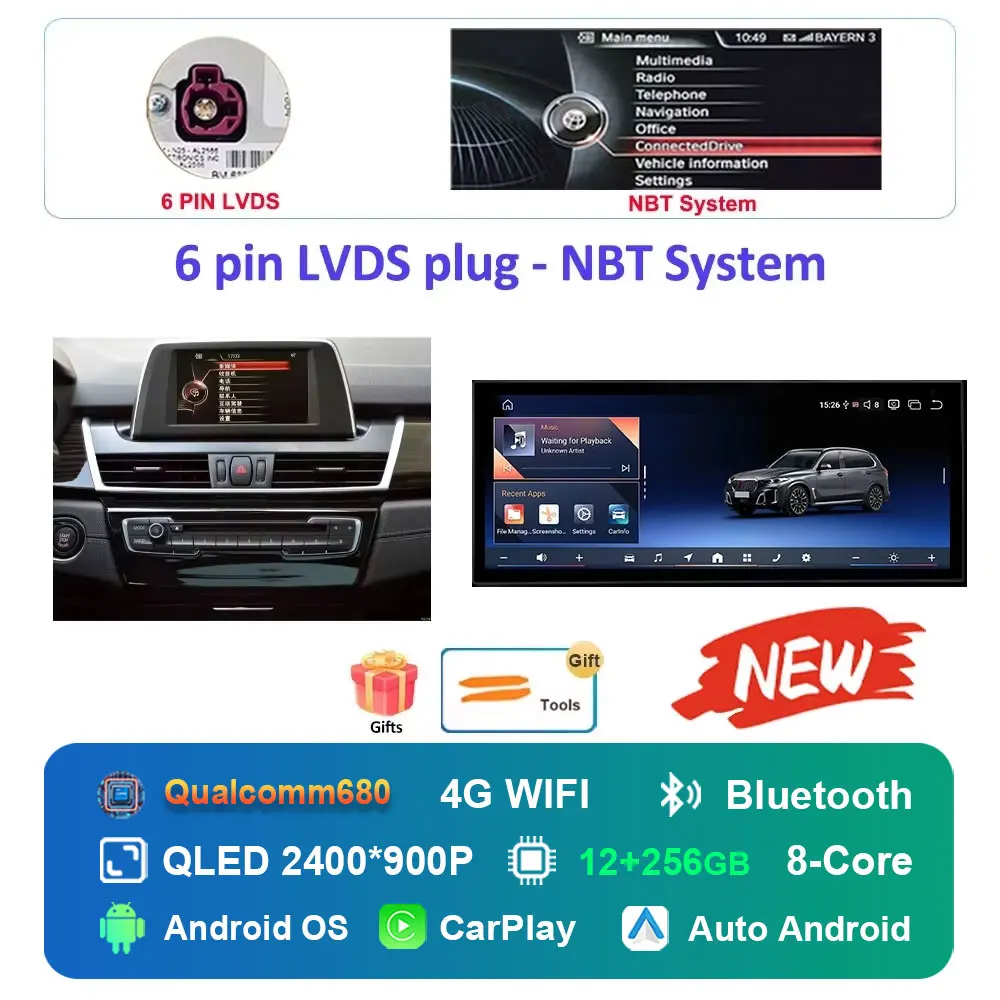 Autoradio Android 16 Multimedia Speler 4G voor BMW 2 Serie F45 F46 2014 - 2018 NBT EVO Systeem Ultradunne ScreenGPS Navigatie