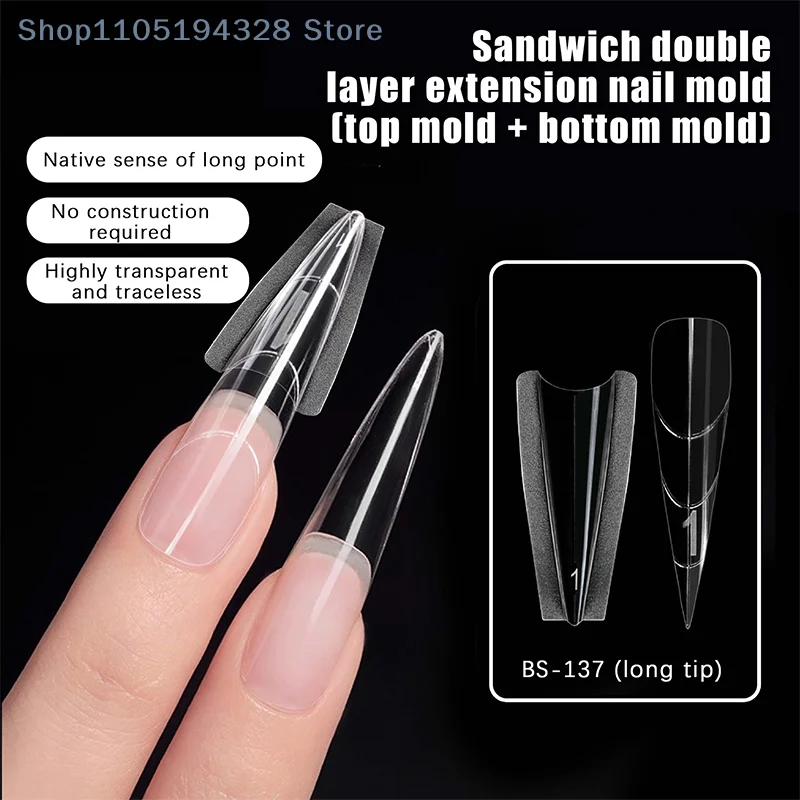 [YA]샌드위치 듀얼 네일 폼 240개 15사이즈 익스텐션-듀얼 폼 코핀 아몬드 네일 폼 탑 몰드 바텀 몰드