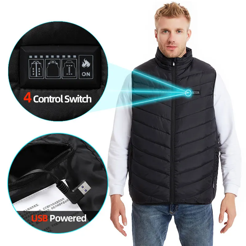 Womens Heated Vest For Men Usb Rechargeable Electric Heated Jacket Self Heating Vest Hunting Warming Clothing 21 Areas Heated