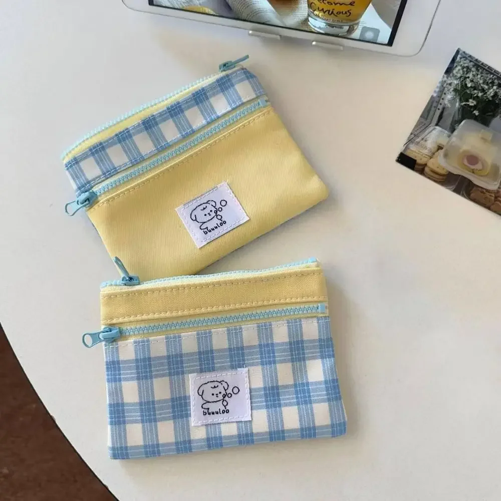 لطيف طبقة مزدوجة سستة عملة المحافظ شبكة الكرتون بطاقة حقيبة هدية حقيبة تخزين متعددة الوظائف للنساء الفتيات