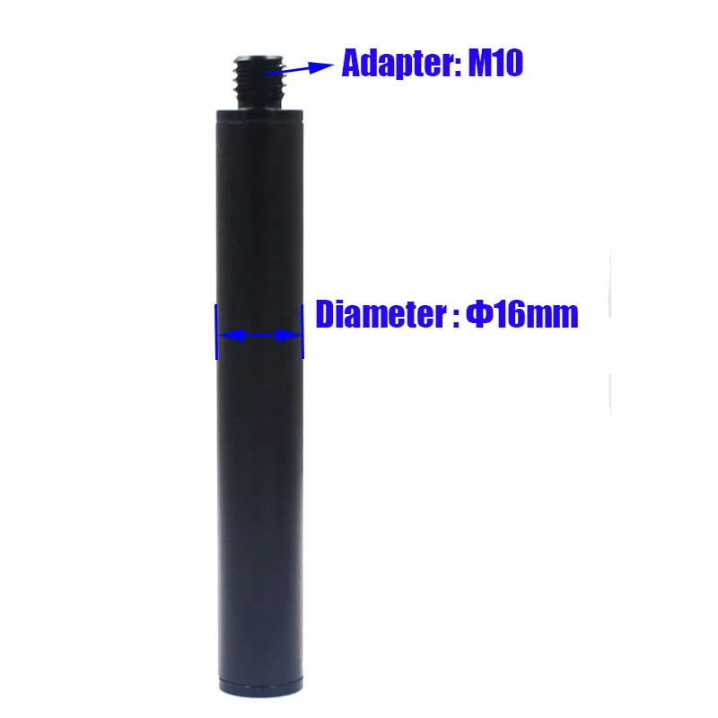 Black DIY D16 M10 Aluminum Alloy Pole Light Extension Outdoor Camping Pole Diameter 16mm Adapter M10 1PCS