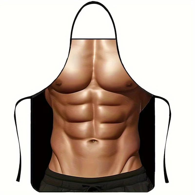 Delantal Sexy Six Pack Abs, Delantal de Cocina Impermeable de Poliéster, Regalo para Hombre