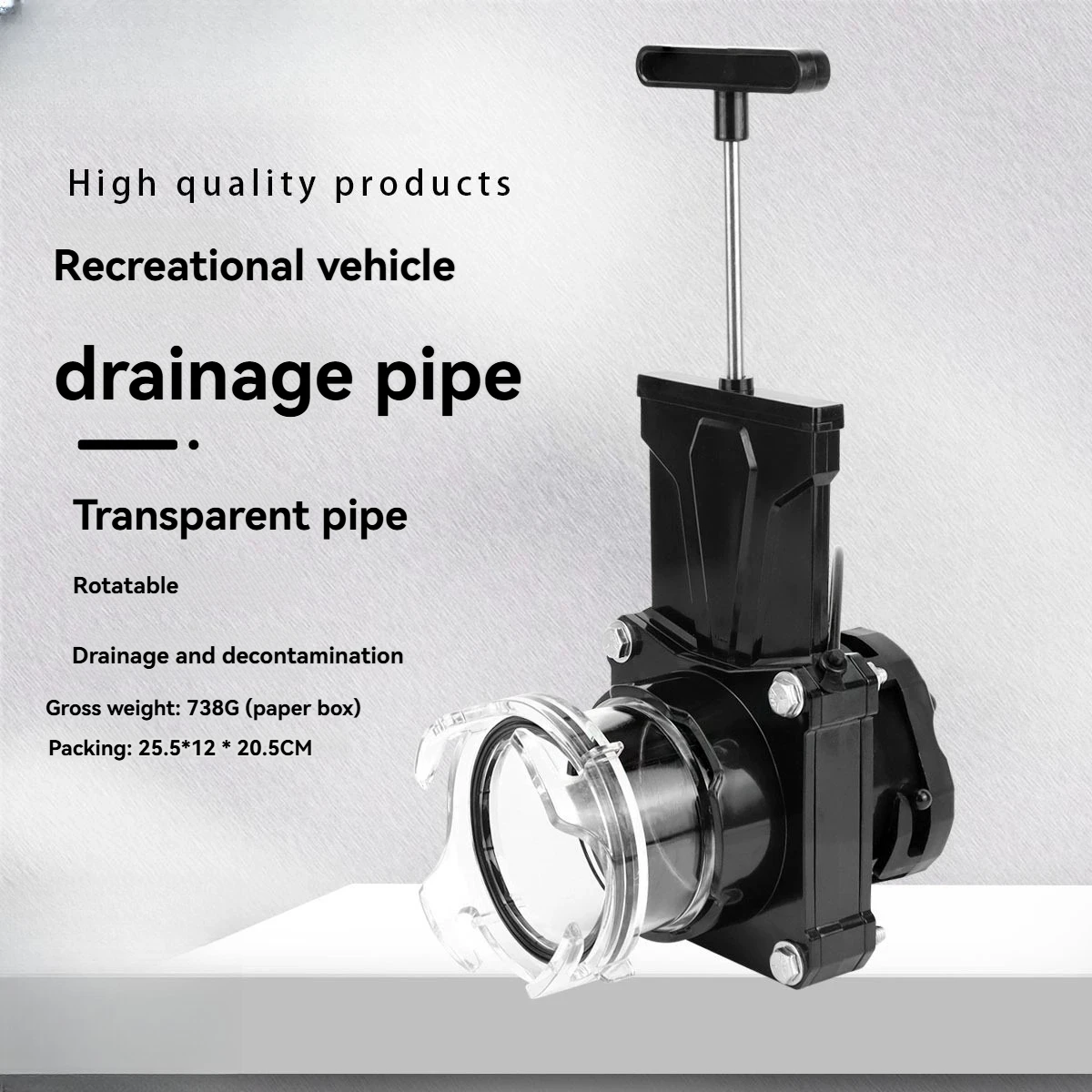 For RV Sewer Valve Kit with Transparent PC Tube and Stainless Steel Hardware for Standard 3-inch Waste Pipe Compatibility