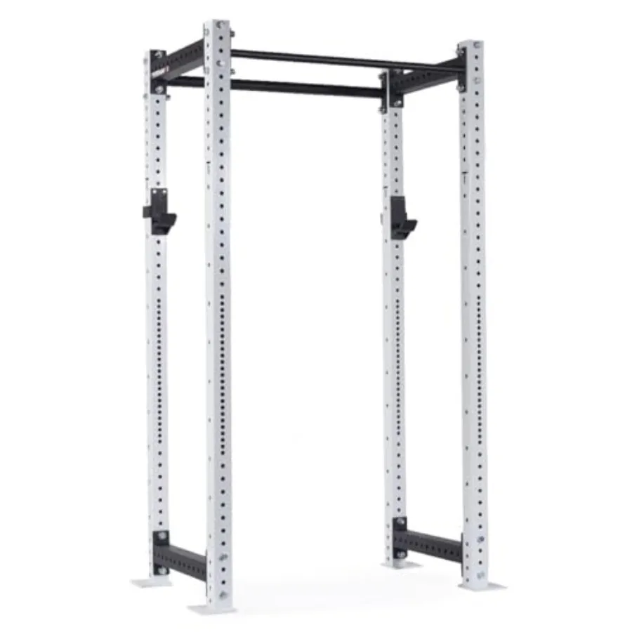 Rack de Potencia X-3 Series 90 Blanco con Fijación por Tornillos, 24 Pulgadas de Profundidad, Capacidad de 1650 LB, con Barras de Dominadas de 1.25 y 2 Pulgadas, Ganchos en J Estándar para Levantamiento de Pesas