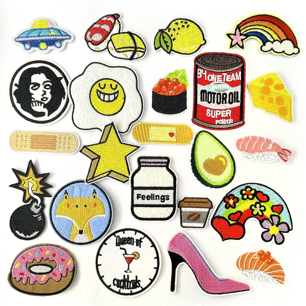 Sushi citron fer sur patchs pour vêtements broderie Appliques vêtements jean autocollants Badges Parche coudre sur PATCH