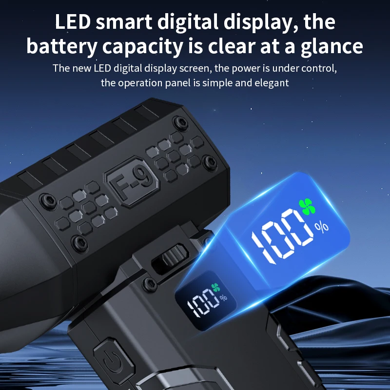 Xiaomi 160000RPM Mini Air Blower Handheld Electric Turbo Jet Fan 52m/s Wind Speed Brushless Motor Violent Fan with LED Display