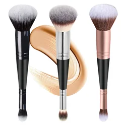 Brochas de maquillaje profesionales de doble cabezal 2 en 1, brocha para Base, corrector, resaltador, brocha para colorete en polvo, herramientas de maquillaje de belleza