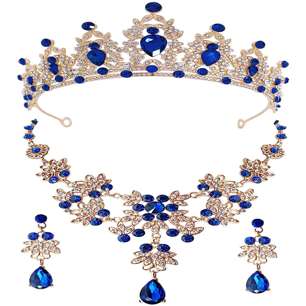 

1Set Bridal Crown Necklace Earrings Set Wedding Jewelry Set Bride Tiara Birthday Engagement Banquet Accessories