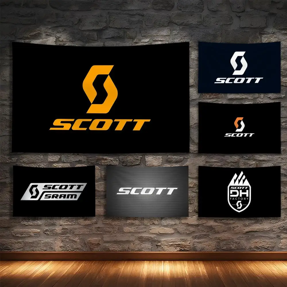 S-SCOTT LOGO bike Tapestry Custom Living Bedroom Party Dormitory interior Wall bohemian Decoration Attached clip
