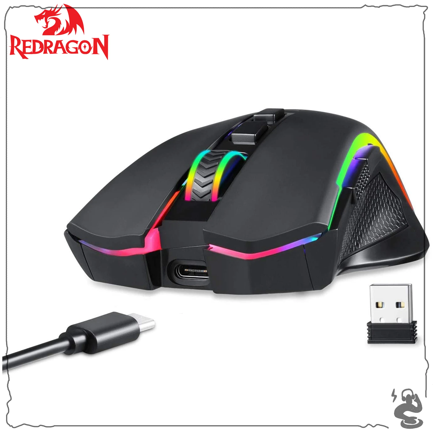 

Redragon M602KS Wireless Gaming Mouse RGB Backlit 8000 DPI Programmable Buttons Mouse Macro Recording Mice for PC Laptop Gamer