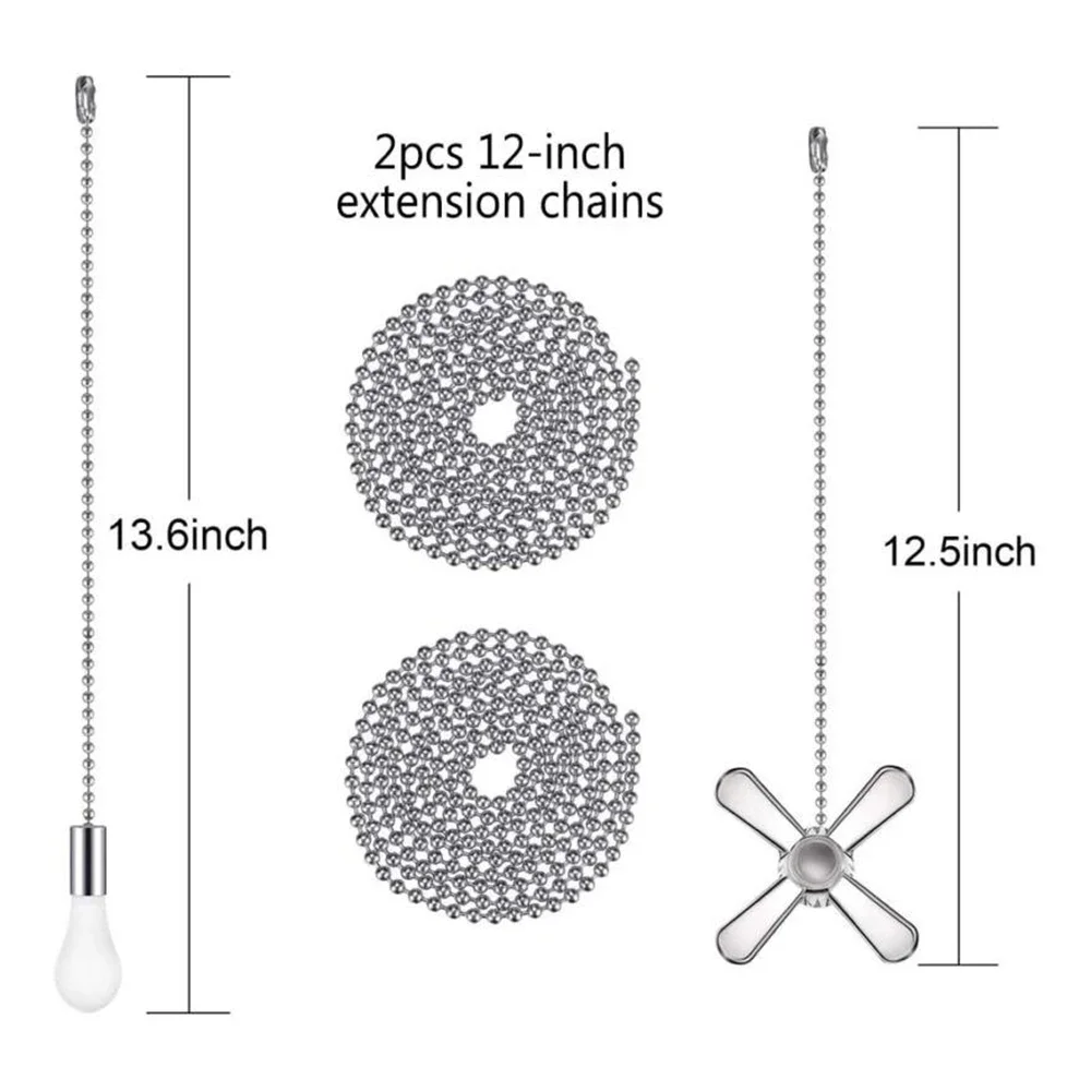 1*Ceiling Fan Pull Chain Beaded Ball Extension Chains With Light Bulb And Fan Cord Light Bulb Fan Pull Buckle Chandelier Parts