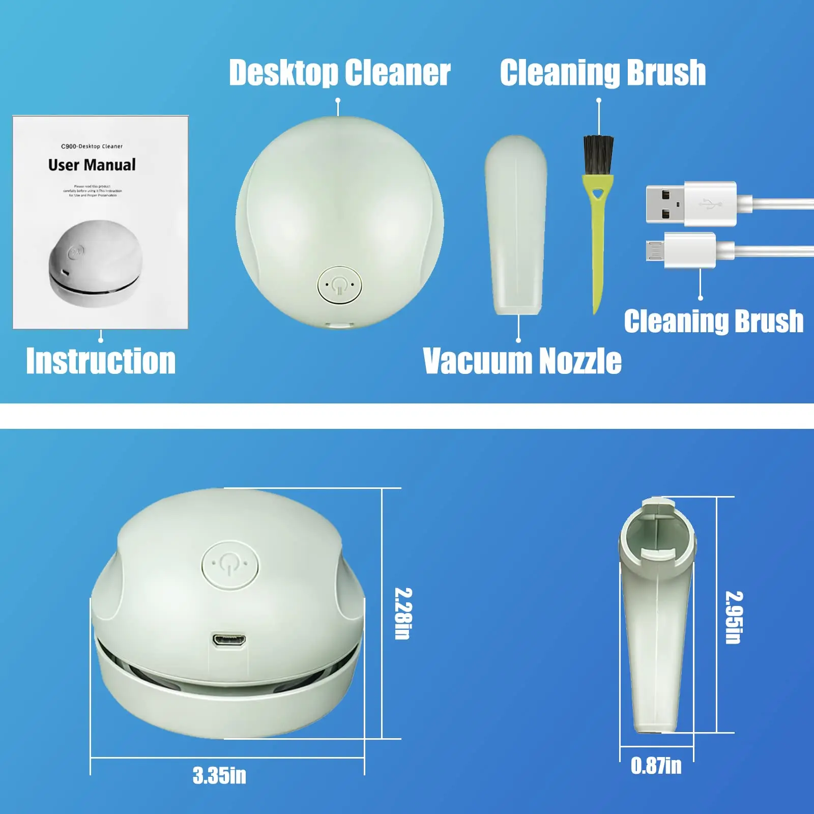 Mini Desktop Vacuum Cleaner,USB Charging Keyboard Vacuum Cleaner with Vacuum Nozzle ,Office Cordless Desk Dust Sweeper