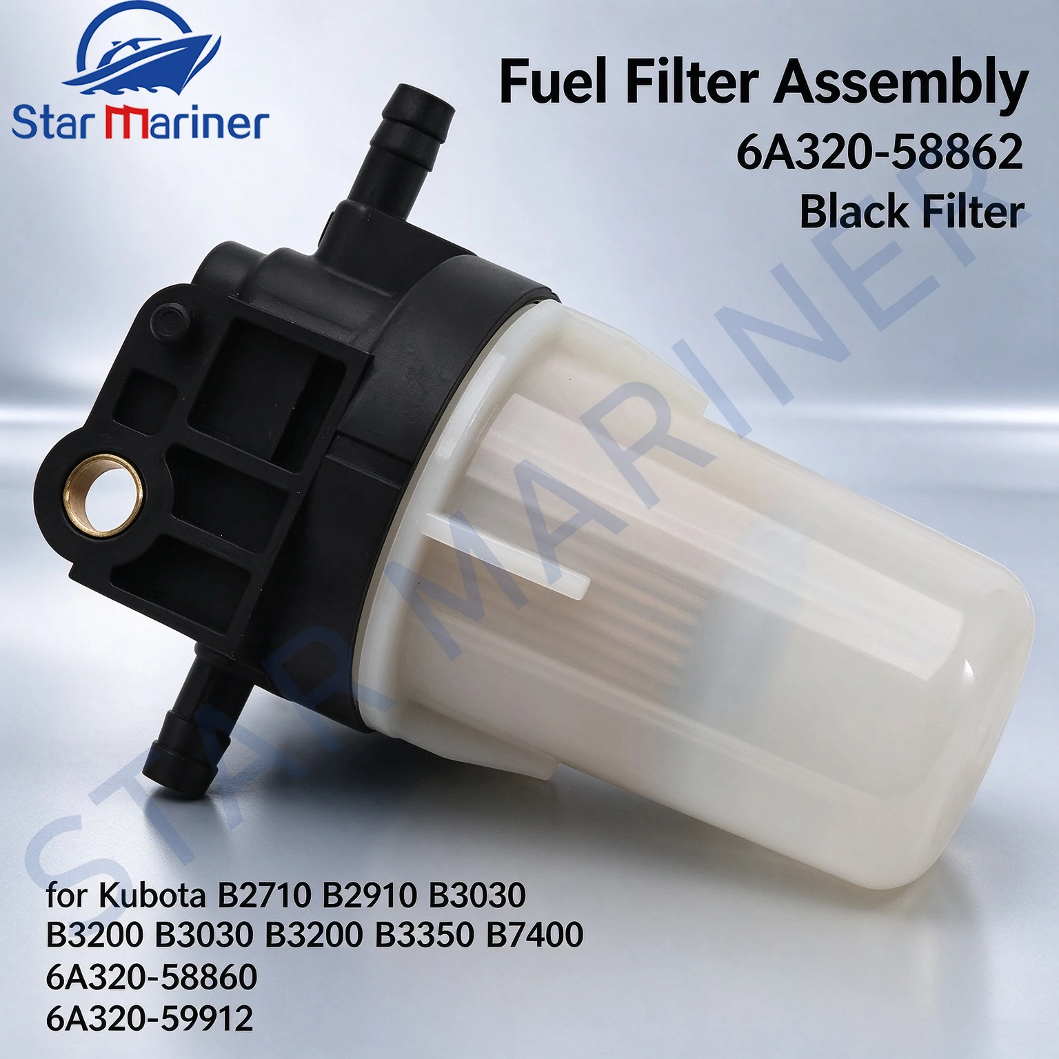Boat Fuel Filter Assembly 6A320-58862 6A320-58860 6A320-59912 Black Filter For Kubota B2710 B2910 B3030 B3200 B3300 B3350 B7400