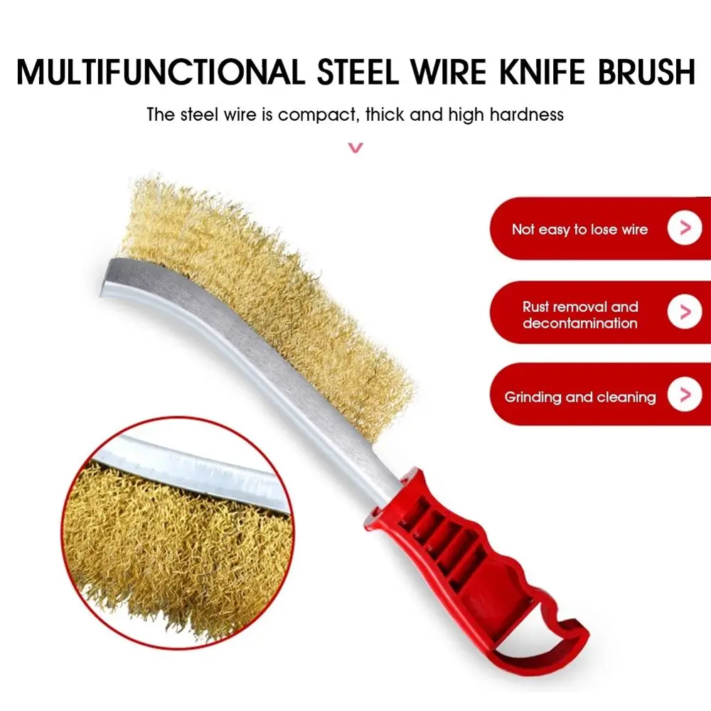 

Multi-function Tool Wire Brush Copper Plated (Stainless Steel Brush, 1PCS) Long Handle Kitchen Grill Special Plate Rust Removal