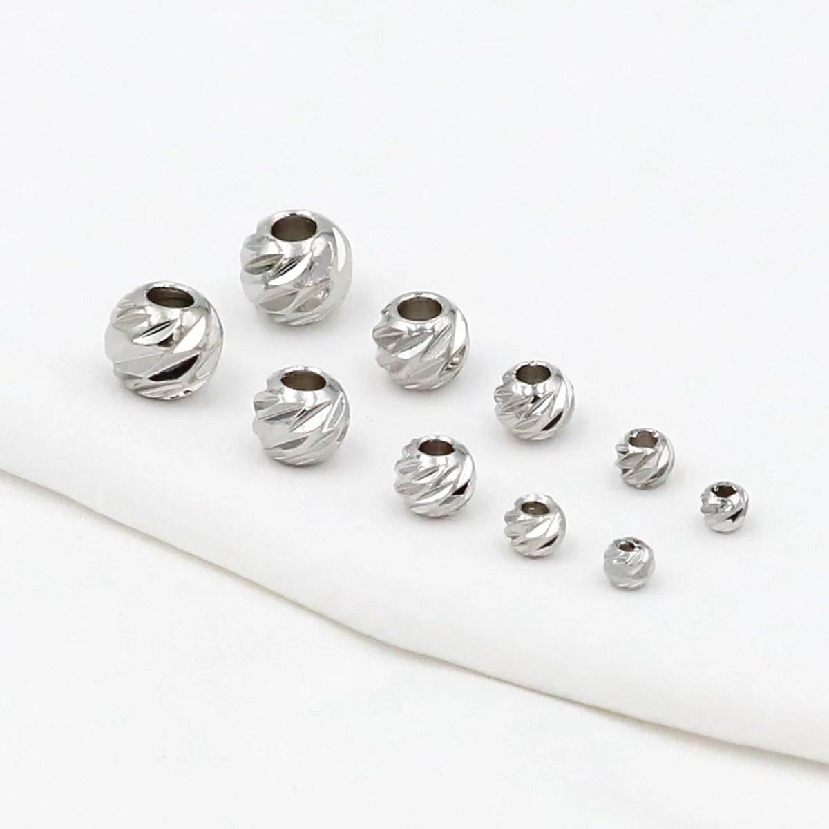 2.5-6mm Brass Diagonal Stripe Spacer Beads For DIY Necklace Bracelet Making Separators Flat Loose Beads Jewelry Accessories