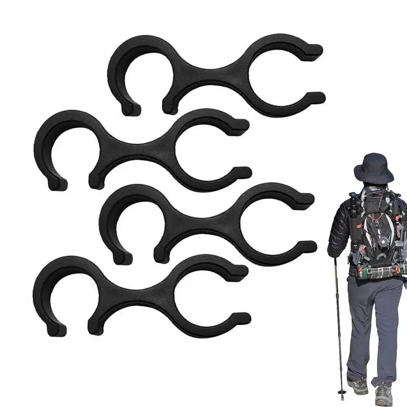 Trekking Pole Clip Walk Stick Buckle Connector Clamp Set Of 4 Walking Stick Accessories 8-Shape Double Rod Buckle Connector For