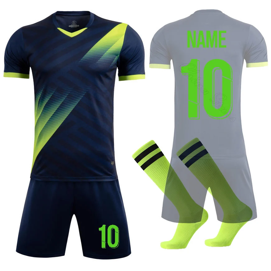 Football Jerseys Sets + Socks + Shin Pads Men Boys Soccer Clothes Kit Child Football Uniforms Adult Kids Soccer Tracksuit Jersey