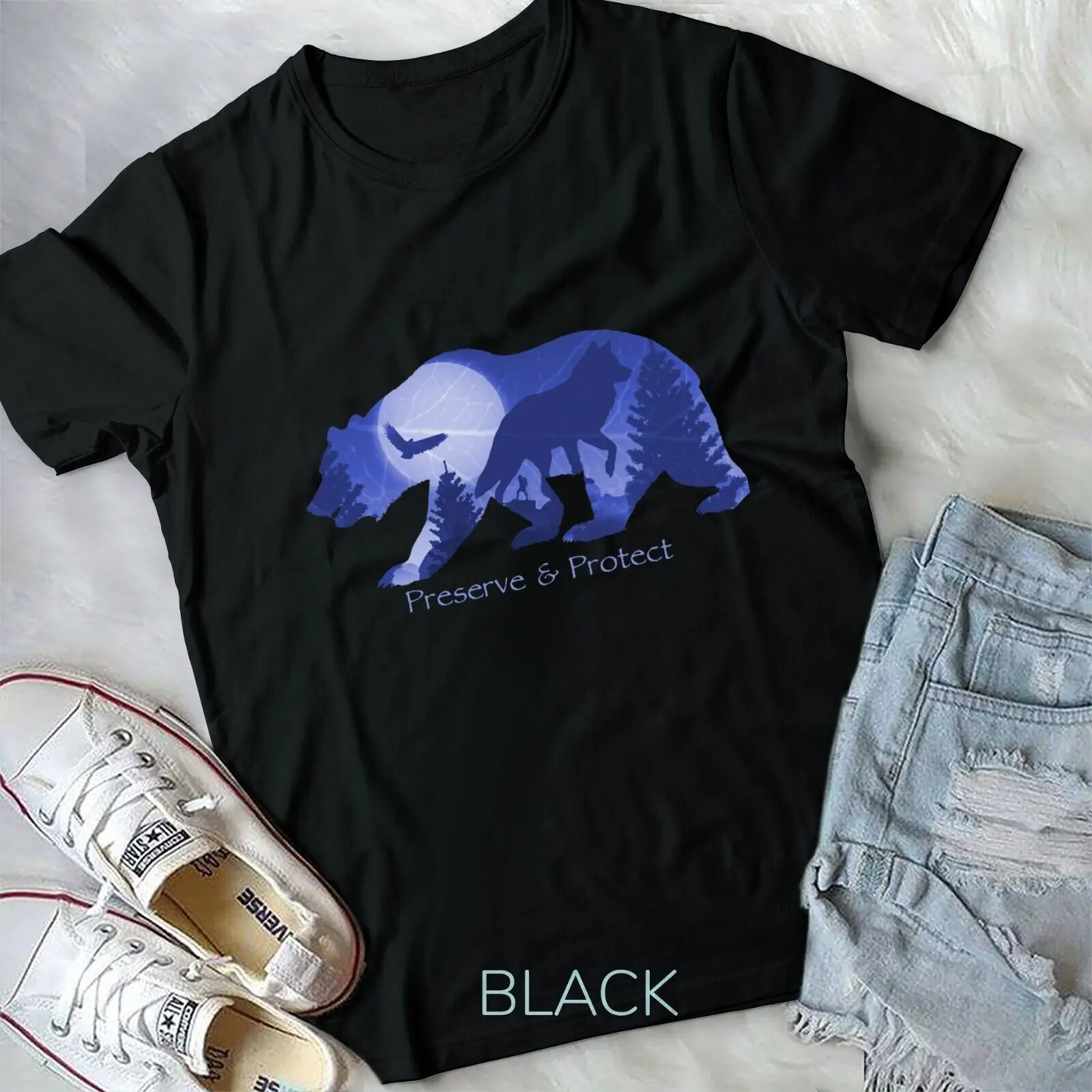 

Preserve & Protect Vintage National Park Bear Wolf Eagle Unisex T-shirt