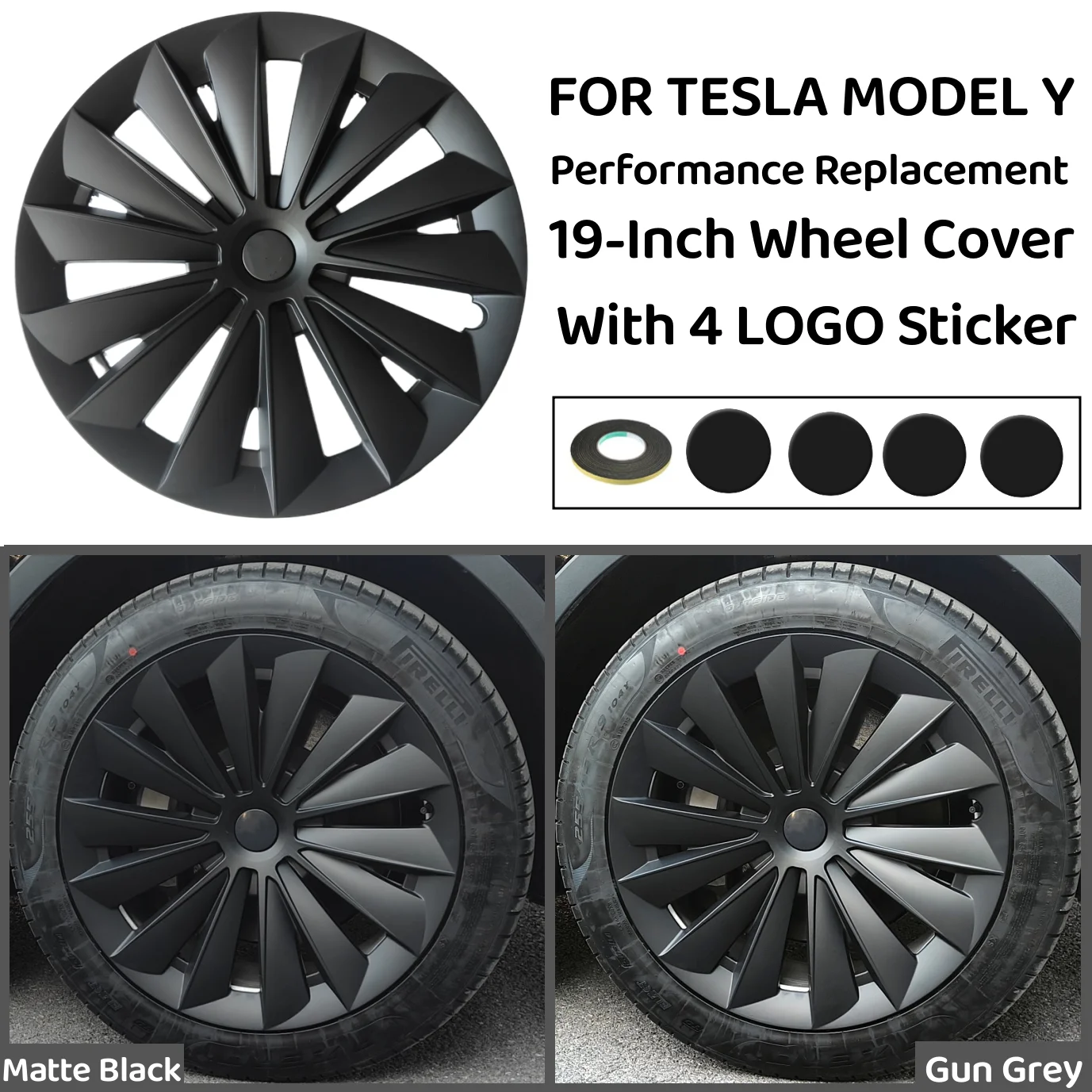 4 SZTUK 19-calowych kołpaków kół Wymienne kołpaki kół samochodowych Pełna osłona felgi do Tesla Model Y 2023 Akcesoria