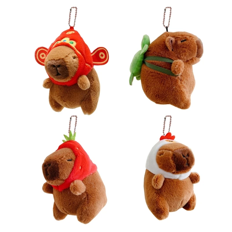 Lindo llavero felpa Capybara dibujos animados, adorno para bolso mujer, decoraciones para bolso escuela, mochila