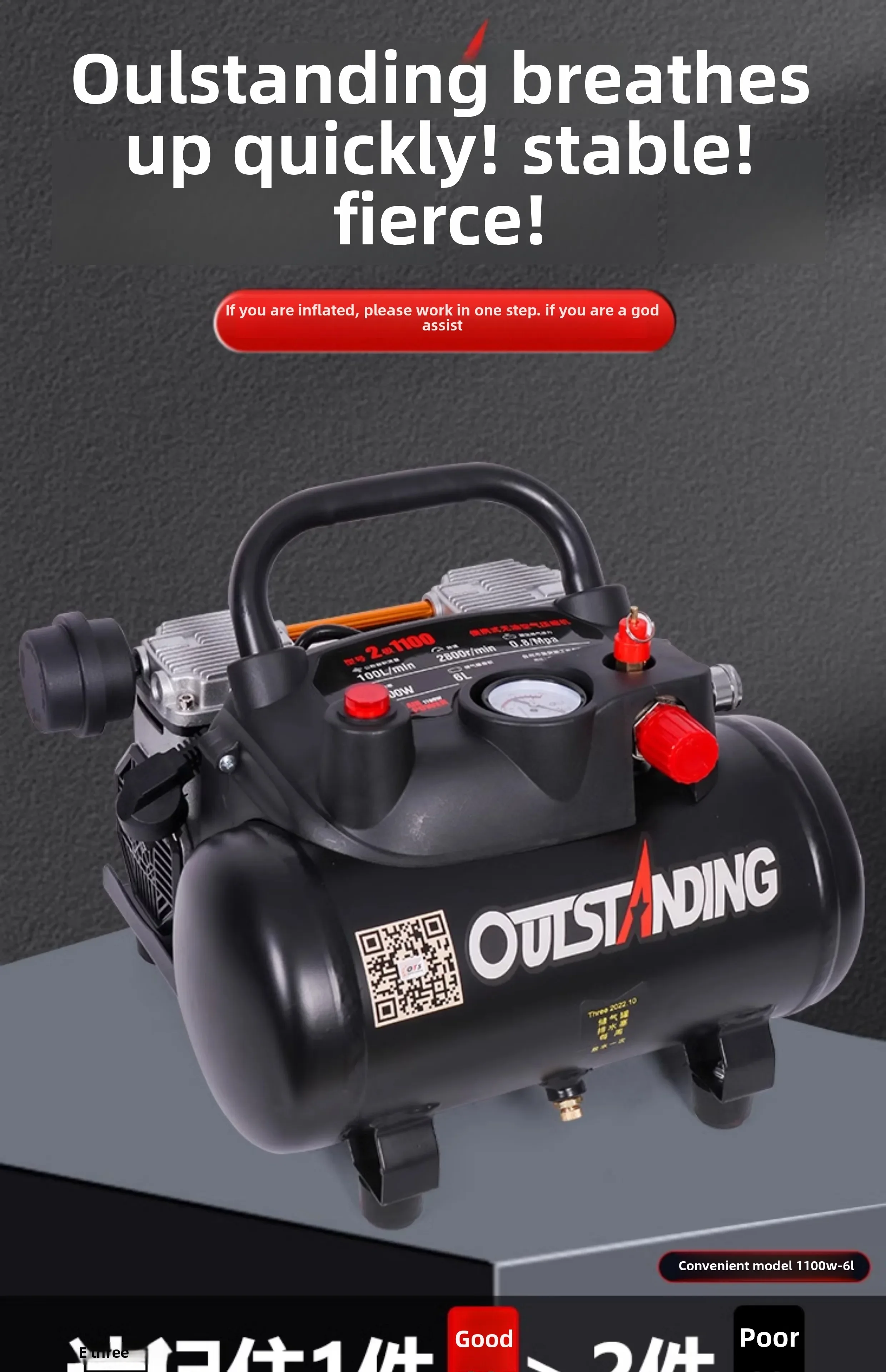 220V Mini Silent Oil-Free Air Compressor Pump Woodworking Paint Air Pump Small Air Compressor