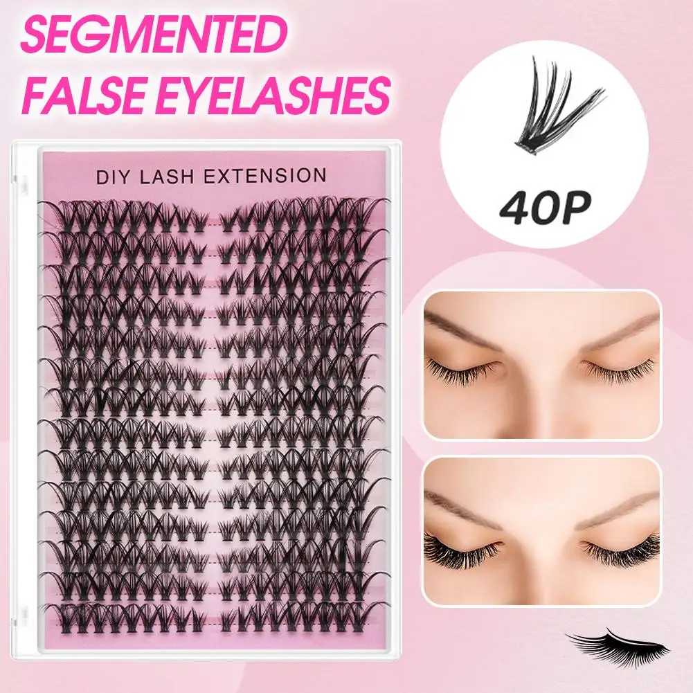 14 rangées de faux cils segmentés, bricolage, naturel, moelleux, vaporeux, œil de chat, Extension de cils simples, outils de maquillage