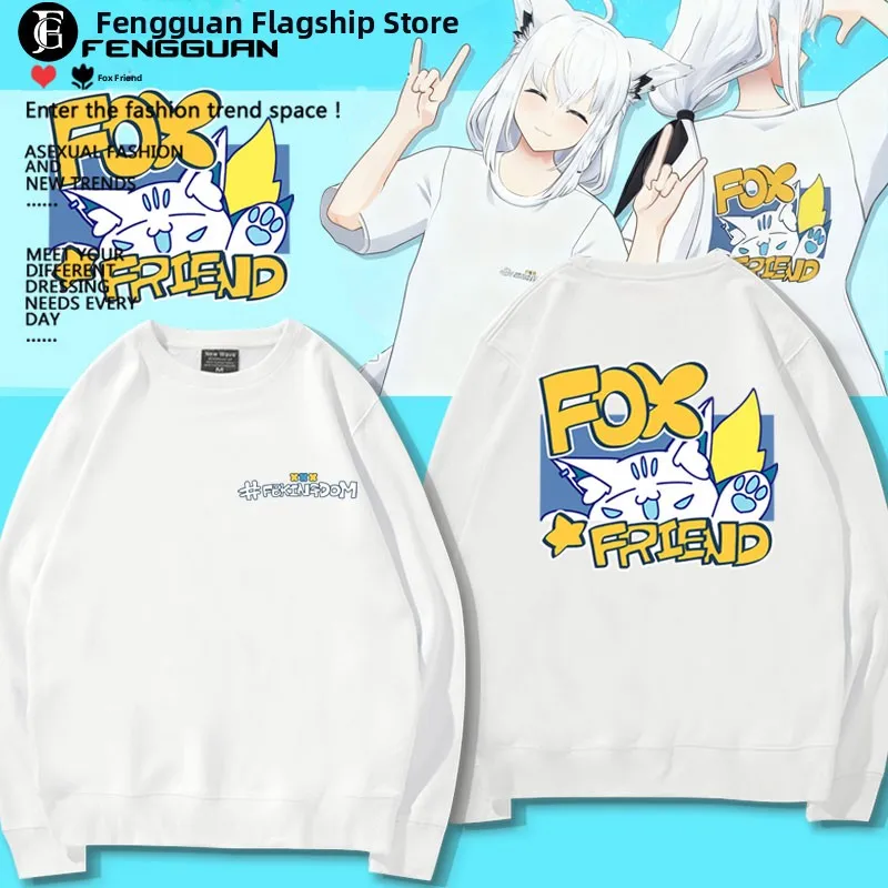 

Hololive Fubuki round Ne Sweatirt White Snow Friend Printed Casual Comfortable Cotton Polyester ex Hoodie