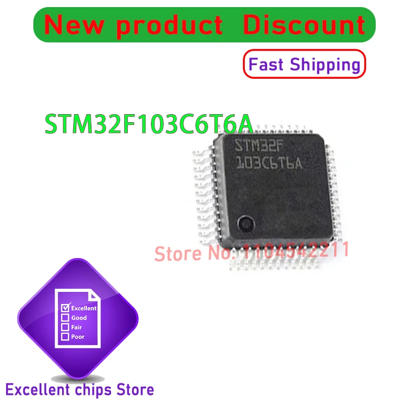 New Original STM32F103C6T6A STM STM32 STM32F103 STM32F103C6 STM32F103C6T6 QFP-48 In Stock  10pcs/lot