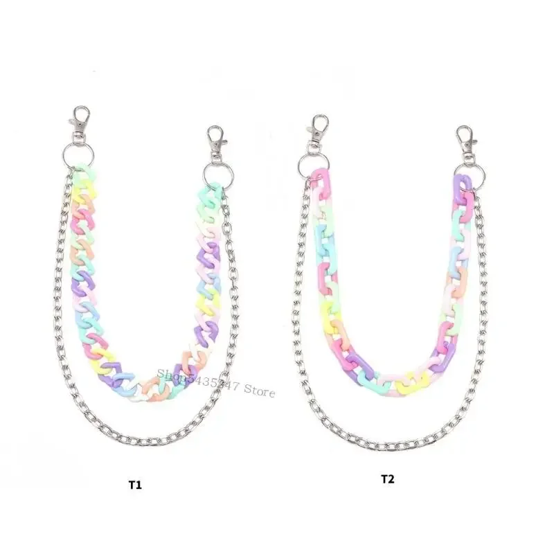 Cinto corrente acrílico elegante para jeans saias artesanais cores doces corrente h7ef