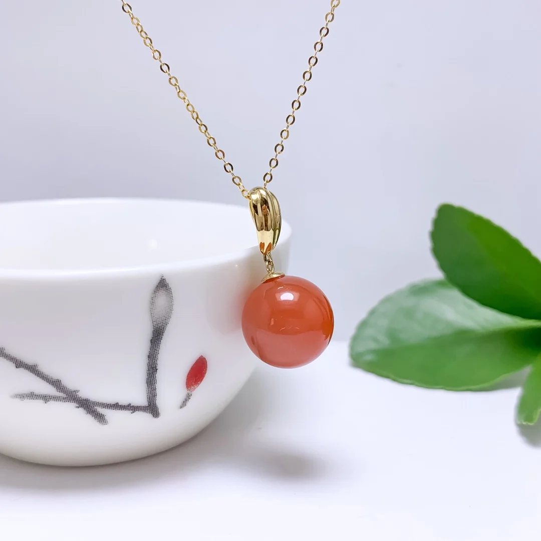 shilovem 18K rose Gold real Natural south Red agate pendants no necklace fine plant Jewelry classic gift plant yzz1111876nh