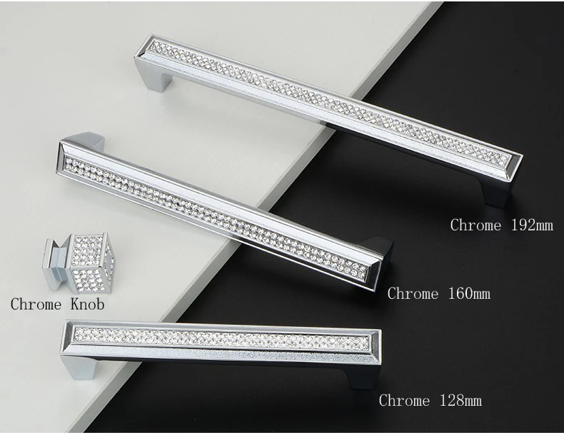 Luxury Crystal Glass Diamond Knob Furniture Golden Handle For Wardrobe Drawer Knob Kitchen Cabinets Cupboard Dresser Door Pulls