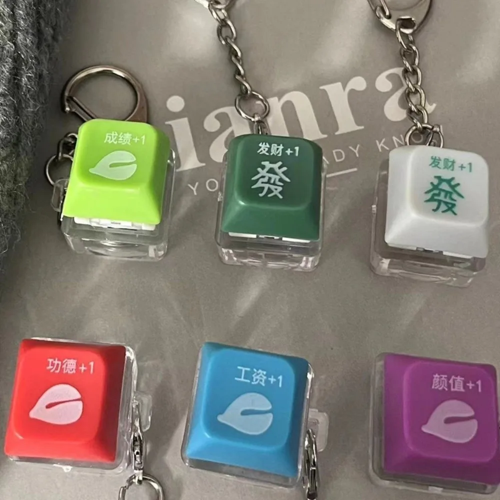 Relaxing DIY Keyboard Fidget Keychain Keys Button With Light Finger Keyboard Caps Relief Stress Pass The Time Pinch Toy